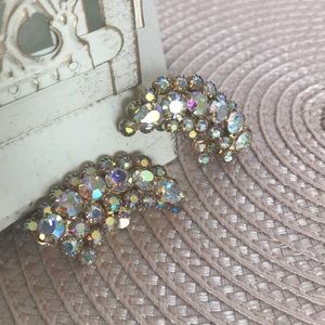 Vintage Clip Aurora Borealis Climber Earrings